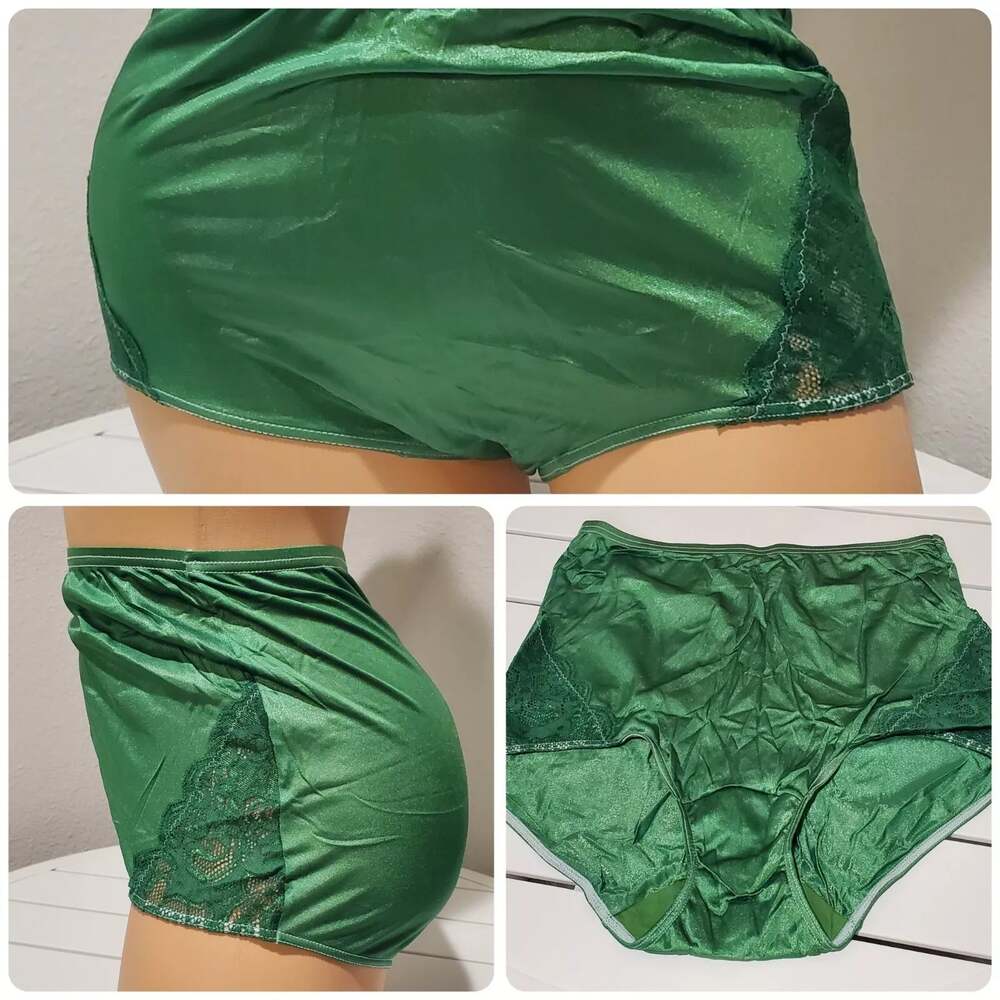 Shadowline 17082 Full Cut Brief Nylon Lace Full Cut Panty Irish Green